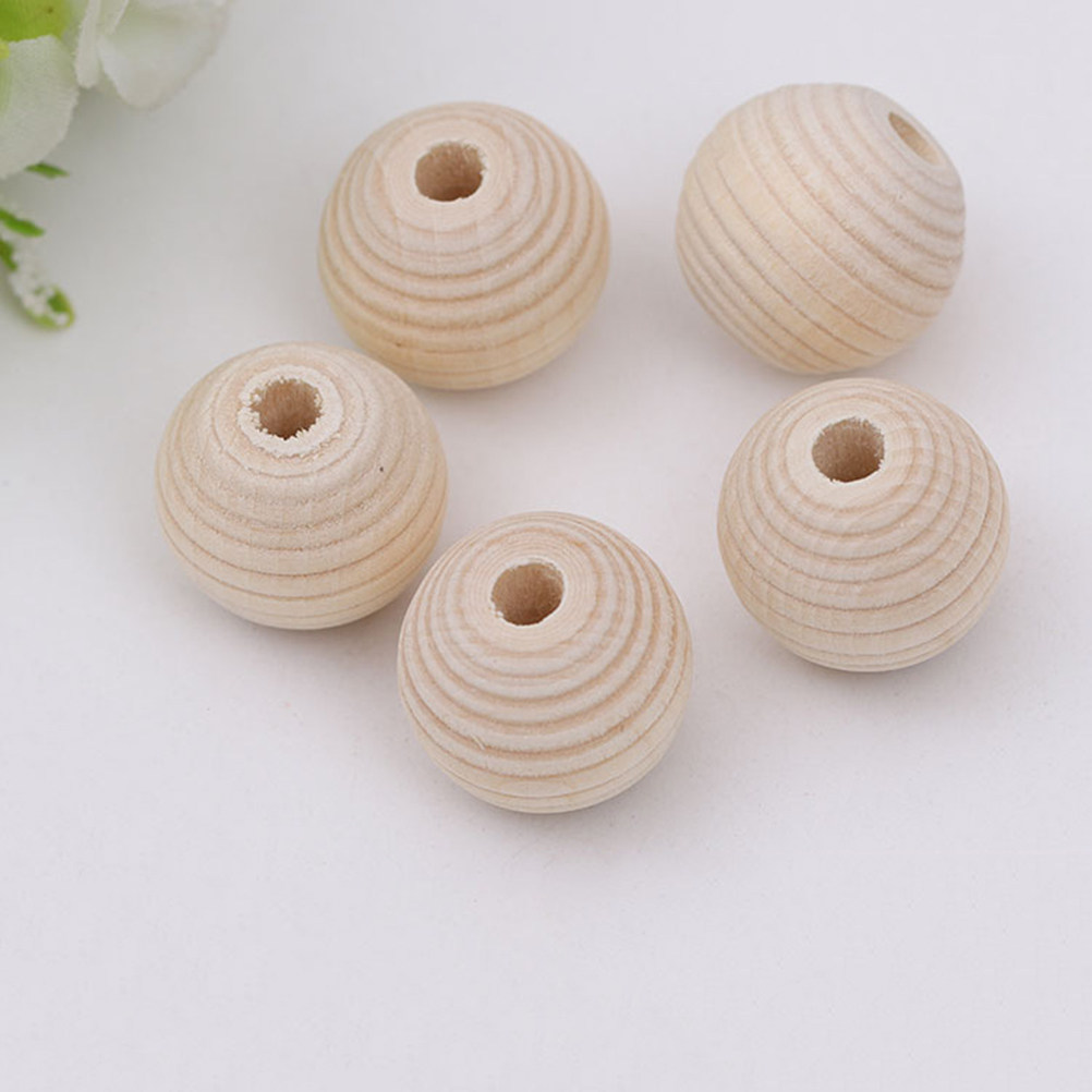 Jewelry Making Kit For Kids - 30Pcs Unfinished Plain Wood Thread Beads
