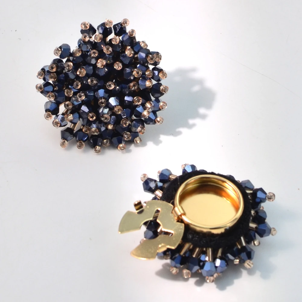 Jewelry Making Parts - 2PCS Elegant Button Covers Handmade Beaded