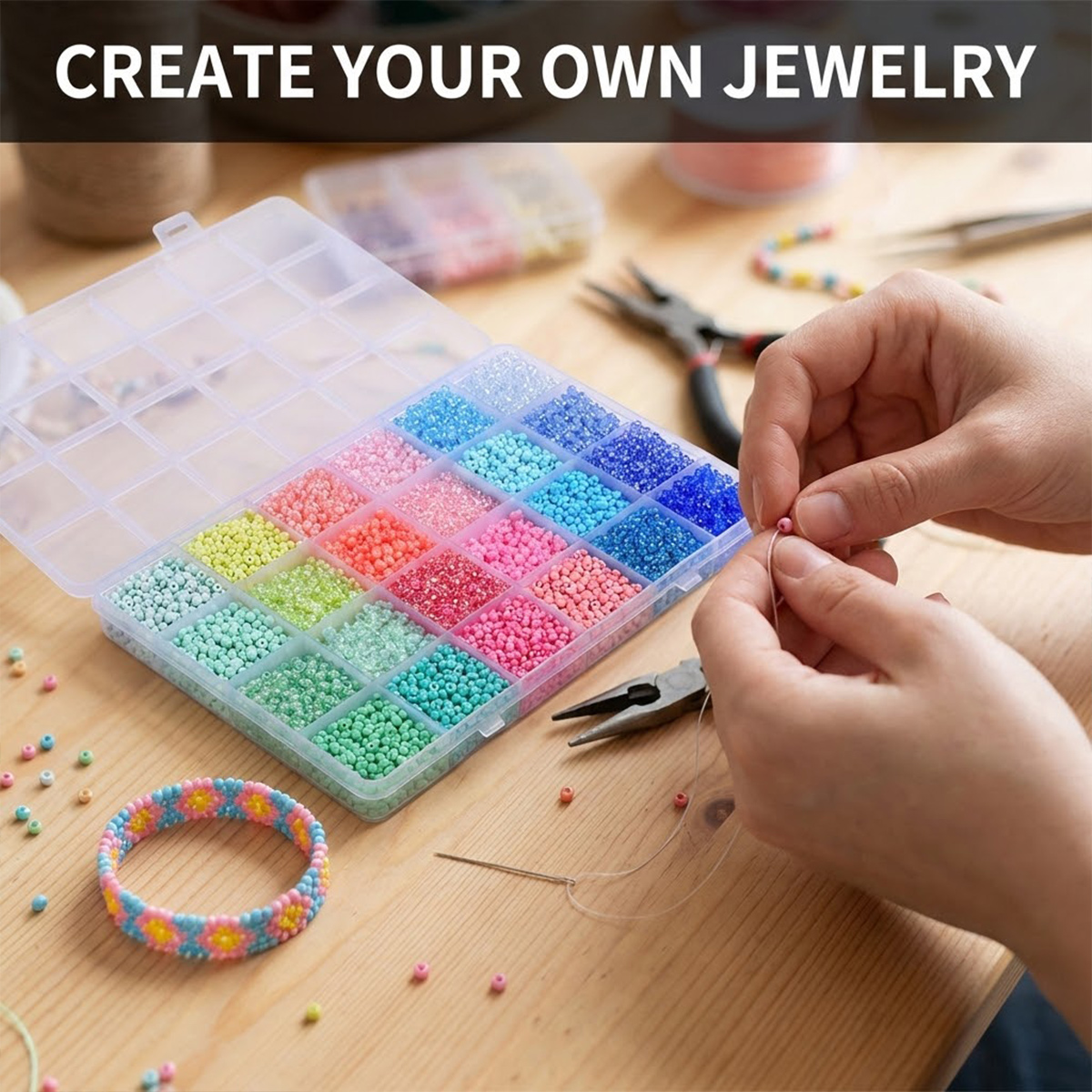 5200pcs 3mm Glass Seed Beads K - đánh giá và giá Jewelry Making Organizer