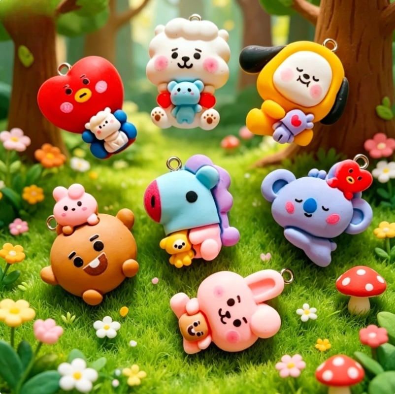 7pcs BT21 Resin Cartoon Charm  - đánh giá và giá Jewelry Making Parts