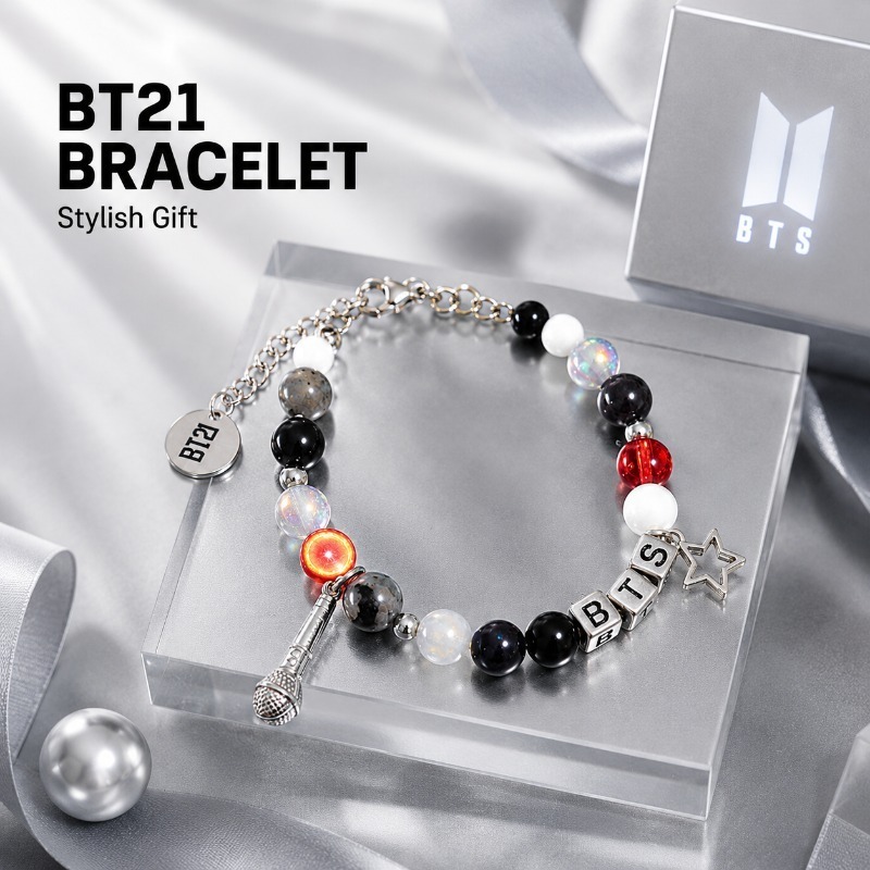 BT21 Black Red Beaded Bracelet - đánh giá và giá Jewelry Making Parts